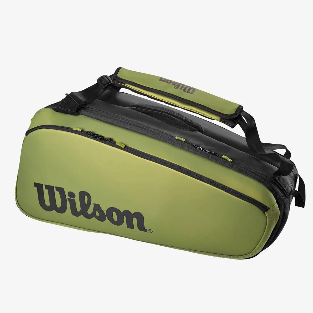 Wilson Blade V8 Super Tour 9 Pack Bag - Black/Green 2 Wilson Blade V8 Super Tour 9 Pack Bag - Black/Green - Image 2