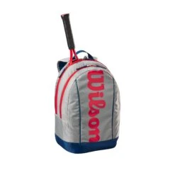 Wilson Junior Backpack - Light Grey/Red/Blue -Tennis Equipment Store WR8023801 1 Backpack GY RD BU.png.high res